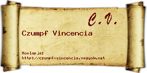 Czumpf Vincencia névjegykártya
